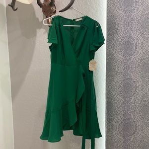 Green wrap dress